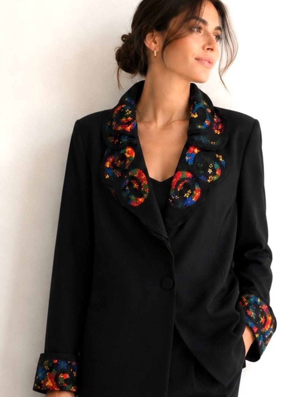 New Soft Surroundings "La Parisian" Embroidered Blazer Size PXL